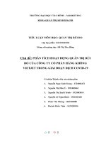 (TIỂU LUẬN) chủ đề PHÂN TÍCH HOẠT ĐỘNG QUẢN TRỊ rủi RO của CÔNG TY cổ PHẦN HÀNG KHÔNG VIETJET TRONG GIAI đoạn DỊCH COVID 19 