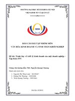 Báo cáo bài tập nhóm môn văn hóa kinh doanh và tinh thần khởi nghiệp trình bày về triết lý kinh doanh của một doanh nghiệp – tập đoàn FPT 