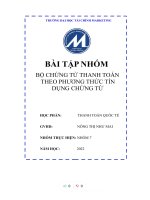 (TIỂU LUẬN) bài tập NHÓM bộ CHỨNG từ THANH TOÁN THEO PHƯƠNG THỨC tín DỤNG CHỨNG từ 