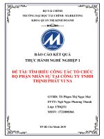 Báo cáo thực tập tốt nghiệp tìm hiểu công tác tổ chức bộ phận nhân sự tại công ty TNHH thịnh phát vi na 