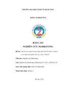 (TIỂU LUẬN) báo cáo NGHIÊN cứu MARKETING đề tài thái độ của người dùng thành phố hà nội đối với hành vi sử dụng sản phẩm thịt xay chay VMEAT 
