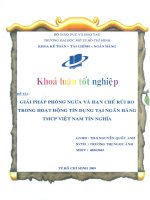 Khóa luận tốt nghiệp giải pháp phòng ngừa và hạn chế rủi ro trong hoạt động tín dụng tại ngân hàng TMCP việt nam tín nghĩa 