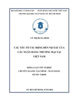 Khóa luận tốt nghiệp các yếu tố tác động đến nợ xấu của các ngân hàng thương mại tại việt nam 