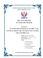 ĐỀ tài tư TƯỞNG hồ CHÍ MINH về văn hóa và sự vận DỤNG TRONG VIỆC xây DỰNG nền văn hóa VIỆT NAM HIỆN NAY 