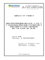 Khóa luận phân tích tình hình cho vay hộ sản xuất tại ngân hàng nông nghiệp và phát triển nông thôn việt nam – CN huyện hải lăng – quảng trị 
