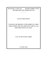 Ứng dụng chỉ thị phân tử để nghiên cứu chọn giống chịu mặn trên quần thể lúa tại đồng bằng sông cửu long 