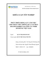 Khóa luận tốt nghiệp phát triển động lực làm việc cho nhân viên thông qua văn hoá doanh nghiệp tại công ty TNHH hyosung việt nam 