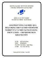 Khóa luận giải pháp nâng cao hiệu quả hoạt động cho vay đối với doanh nghiệp vừa và nhỏ tại ngân hàng TMCP á châu   chi nhánh trần khai nguyên 