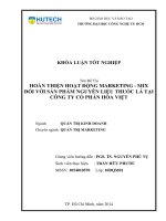 Khóa luận tốt nghiệp quản trị marketing hoàn thiện hoạt động marketing – mix đối với sản phẩm nguyên liệu thuốc lá của công ty cổ phần hòa việt 