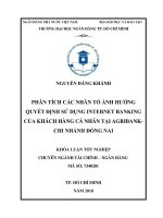 Khóa luận phân tích các nhân tố ảnh hưởng quyết định sử dụng internet banking của khách hàng cá nhân tại agribank chi nhánh đồng nai 