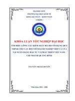 Thực trạng công tác đánh giá công tác kiểm soát rủi ro quy trình cho vay đối với DNNVV tại ngân hàng đầu tư và phát triển việt nam   CN quảng bình 