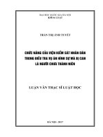 (Luận văn thạc sĩ) Chức năng của Viện Kiểm sát nhân dân trong điều tra vụ án hình sự mà bị can là người chưa thành niên
