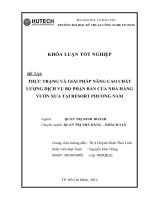 Khóa luận tốt nghiệp thực trạng và giải pháp nâng cao chất lượng dịch vụ bộ phận bàn của nhà hàng vườn xưa tại resort phương nam 