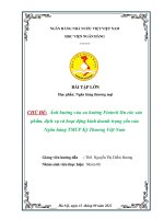 CHỦ đề ảnh hưởng của xu hướng fintech lên các sản phẩm, dịch vụ và hoạt động kinh doanh trọng yếu của ngân hàng TMCP kỹ thương việt nam 