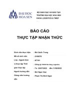 (TIỂU LUẬN) báo cáo THỰC tập NHẬN THỨC  đơn vị thực tập  công ty TNHH nin sing logistics 