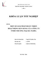 Khóa luận tốt nghiệp quản trị marketing một số giải pháp nhằm hoàn thiện hoạt động bán hàng của công ty TNHH TM hà nghĩa 