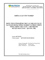 Khóa luận phân tích tình hình cho vay hộ sản xuất tại ngân hàng nông nghiệp và phát triển nông thôn việt nam – CN huyện hải lăng – quảng trị 