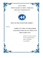 (TIỂU LUẬN) báo cáo THỰC HÀNH NGHỀ NGHIỆP 1 đề tài NGHIÊN cứu CÔNG tác HOẠCH ĐỊNH TUYỂN DỤNG NHÂN sự của CÔNG TY cổ PHẦN SAMCO VINA 