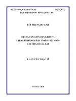 Luận văn chất lượng tín dụng đầu tư tại ngân hàng phát triển việt nam   chi nhánh gia lai 