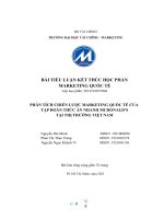 (TIỂU LUẬN) PHÂN TÍCH CHIẾN lược MARKETING QUỐC tế của tập đoàn THỨC ăn NHANH MCDONALD’S tại THỊ TRƯỜNG VIỆT NAM 