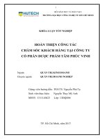 Khóa luận tốt nghiệp hoàn thiện công tác chăm sóc khách hàng tại công ty cổ phần dược phẩm tâm phúc vinh 