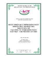 Khóa luận hoàn thiện quy trình kiểm toán khoản mục nợ phải trả nhà cung cấp tại công ty TNHH kiểm toán sao việt – chi nhánh cần thơ 