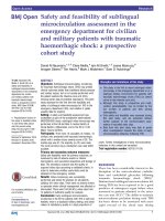 safety and feasibility of sublingual microcirculation assessment in the emergency department for civilian and military patients with traumatic haemorrhagic shock a prospective cohort study 