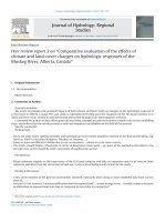 peer review report 3 on comparative evaluation of the effects of climate and land cover changes on hydrologic responses of the muskeg river alberta canada 