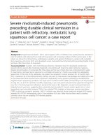 severe nivolumab induced pneumonitis preceding durable clinical remission in a patient with refractory metastatic lung squamous cell cancer a case report 