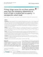 primary triage nurses do not divert patients away from the emergency department at times of high in hospital bed occupancy a retrospective cohort study 
