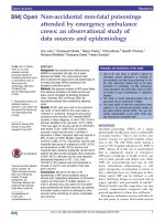 non accidental non fatal poisonings attended by emergency ambulance crews an observational study of data sources and epidemiology 
