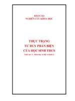 Báo cáo khoa học kĩ thuật đề tài  thực trạng tư duy phản biện của học sinh THCS 