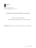 psychological factors and psychosocial interventions for cancer related pain 