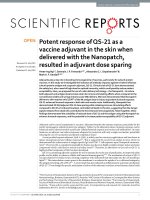 potent response of qs 21 as a vaccine adjuvant in the skin when delivered with the nanopatch resulted in adjuvant dose sparing 