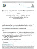 general sum connectivity index general product connectivity index general zagreb index and coindices of line graph of subdivision graphs 