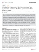 machine learning approach identifies a pattern of gene expression in peripheral blood that can accurately detect ischaemic stroke 