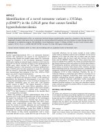 identification of a novel nonsense variant c 1332dup p d445 in the ldlr gene that causes familial hypercholesterolemia 