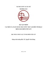 Vai trò của ngân hàng nhà nước việt nam đối với hoạt động bảo hiểm tiền gửi