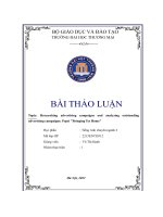 (TIỂU LUẬN) thảo luận nhóm TMU topic researching advertising campaigns and analyzing outstanding advertising campaigns pepsi bringing tet home 