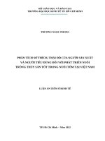 Phân tích sở thích, thái độ của người sản xuất và người tiêu dùng đối với phát triển nuôi trồng thủy sản tốt trong nuôi tôm tại việt nam