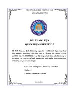 (TIỂU LUẬN) thảo luận nhóm TMU hãy xác định thị trường mục tiêu và phân tích thực trạng hoạt động quản trị marketing của tổng công ty cổ phần bia   rượu   nước giải khát hà nội (HABECO) 