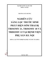 LUẬN văn THẠC sĩ nghiên cứu sàng lọc trước sinh phát hiện sớm thai bị trisomy 21, trisomy 18 và trisomy 13 tại bệnh viện phụ sản hà nội 
