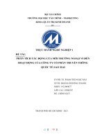 (TIỂU LUẬN) THỰC HÀNH NGHỀ NGHIỆP 1 đề tài PHÂN TÍCH tác ĐỘNG của môi TRƯỜNG NGOẠI VI đến HOẠT ĐỘNG của CÔNG TY cổ PHẦN TRUYỀN THÔNG QUỐC tế SAO MAI 