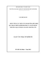Luận văn thạc sĩ UEH phân tích các nhân tố ảnh hưởng đến hiệu quả hoạt động kinh doanh của các ngân hàng thương mại cổ phần sài gòn thương tín 