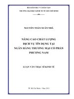 Luận văn thạc sĩ UEH nâng cao chất lượng dịch vụ tín dụng tại ngân hàng thương mại cổ phần phương nam 