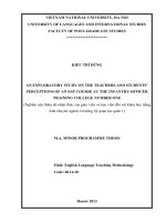 Luận văn thạc sĩ VNU ULIS an exploratory study on the teachers and students’ perceptions of an ESP course at the infantry officer training college number one 