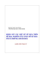 Luận văn thạc sĩ VNU UET khảo sát các chữ kí số dựa trên hệ RSA, nghiên cứu lược đồ chữ kí RSA PSS và những chuẩn hóa 