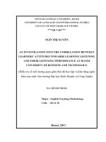 Luận văn thạc sĩ VNU ULIS an investigation into the relation between learners’ attitudes towards learning listening and their listening performance at hanoi university of business and technology  