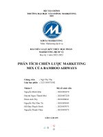 (TIỂU LUẬN) TIỂU LUẬN  MARKETING DỊCH vụ PHÂN TÍCH CHIẾN lược MARKETING MIX của BAMBOO AIRWAYS 