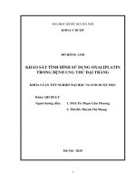 LUẬN văn THẠC sĩ khảo sát tình hình sử dụng oxaliplatin trong bệnh ung thư đại tràng 